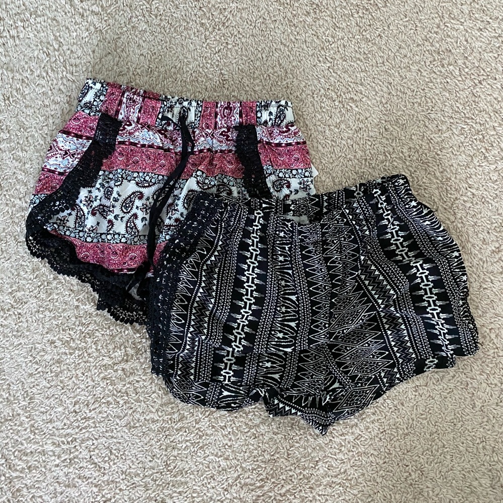 Bundle: 2 boho tribal print flowy shorts